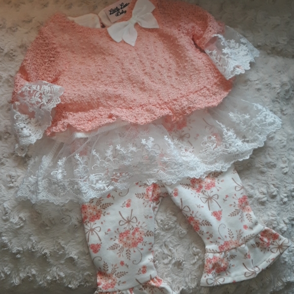 Bellbottom pants with matching lace top